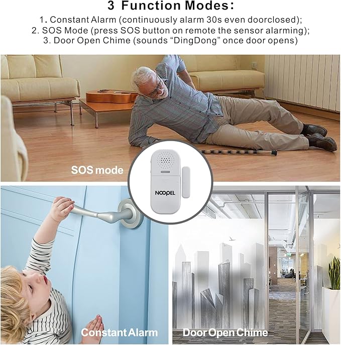 Door Alarms for Kids Safety, 2 Pack 130dB Window Sensor Pool Alarms When Opened for Home Security, 2-in-1 Alarm & Chime, 5-Level Volume Control, Door Chimes When Door Opens with Remote