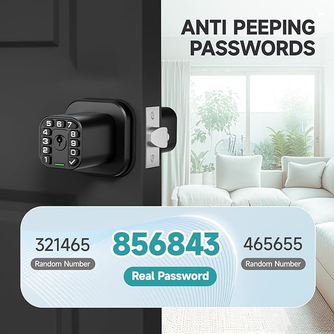Richelock Fingerprint Door knob, Smart Biometric Door Lock with Keypad, Keyless Entry Code Door Knob, Waterproof & Weatherproof, Auto Lock,Voice Navigation, for Bedroom, Gate,Office -Matte Black