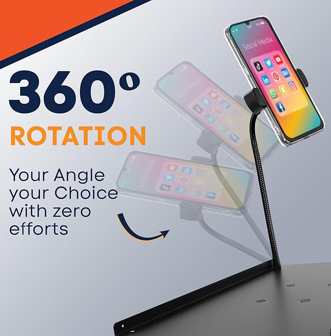 Prozipy Laptop & Projector Tripod Stand Adjustable Height 26 to 51” Wheely Portable Laptop Stand With Gooseneck Phone Holder - For Movie, Meeting, Book, DJ Equiqment