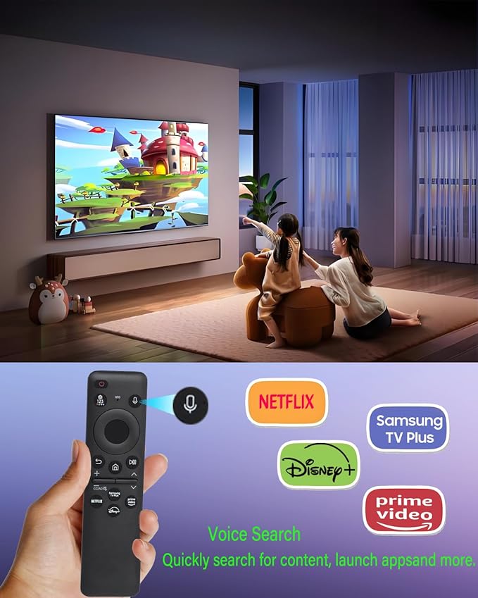 BN59-01455A Voice Solar Remote Control Replacement for Samsung Smart TV Remote Control - with Bluetooth and C-Type Charging, for Samsung NEO QLED, Crystal UHD, OLED 4K TV - Black