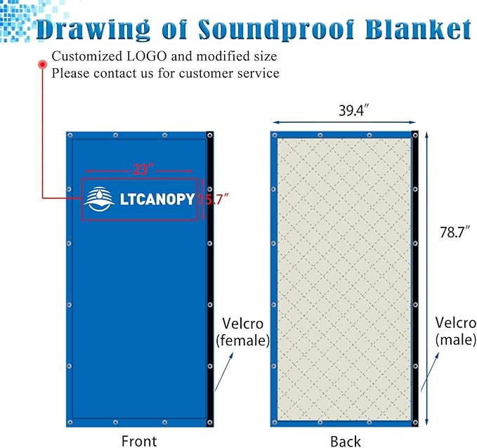 LTCANOPY Temporary Construction Traffic Industrial Sports Pitches Outdoor Noise Control Sound Blocking Reducing Cancelling Soundproof Screen Blankets Sound Barrier 39.3”x78.7"(grey)…