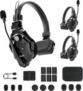 Hollyland Solidcom C1 3-Person 1100ft Full-Duplex Wireless Headset Intercom System for Team Communication Group Talk Single-Ear Headset with 1 Master & 2 Remote Headsets