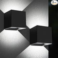 ledmo LED Up and Down Outdoor Wall Lights 20W Anti-Rust Adjustable Modern Wall Sconces Exterior Light Fixture Waterproof 6000K Black Porch Lighting for Patio Yard Garage Wall Mount Lighting 2 Pack