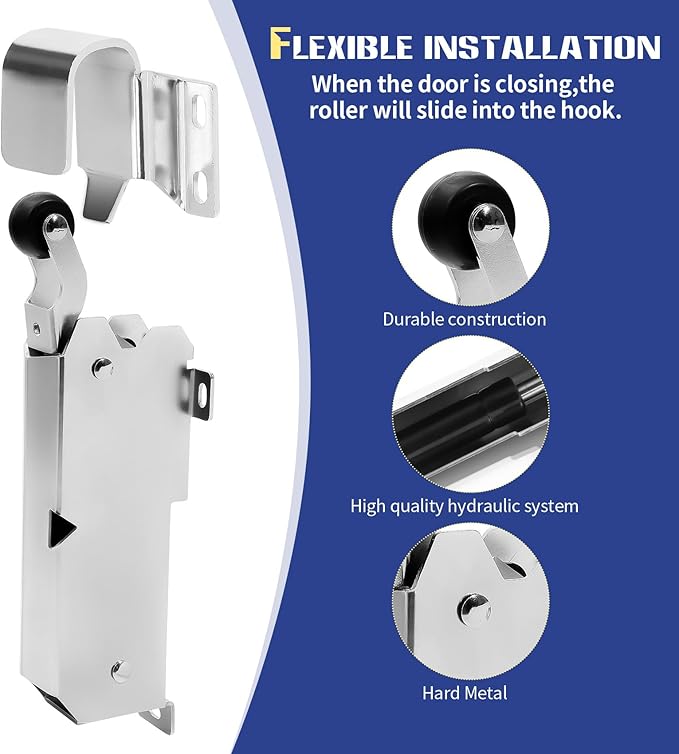 Hydraulic Door Closer, Exposed Installation. Door Closer for Heavy Duty Doors, Walk-in Freezers, Fire Doors and Warehouse Doors | 600,000 Cycles Tested, with Flush to 3/4 Inch Hook