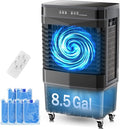 Auertech 8.5 Gal Swamp Cooler, 2800 CFM Portable Evaporative Air Cooler with 3 Speeds, Remote, 12H Timer, 120°Oscillation, Portable Air Coolers for Room, Garage, Bedroom