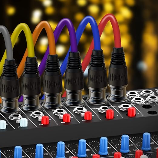 AuxLink XLR Cables, Microphone Cable 6ft 10 Pack, XLR Male to Female Gold-Plated 3-Pins 10 Color Cable, XLR Speaker Cable for Microphone, Mixer, Recording Studio- 6 Feet, 10 Pack