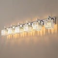 FDPBY Modern Bathroom Vanity Light 6-Lights Chrome Crystal Wall Lamp Bathroom Modern Crystal Vanity Lighting
