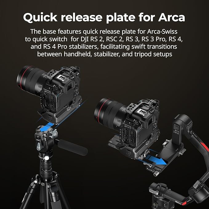 SmallRig R5 Mark II with Battery Grip BG-R20 Camera Cage for Canon, Three-Point Locking Full-Cage with Cold Shoe Mount, Quick Release Plate for Arca for Stabilizer and Tripod Shooting - 5623