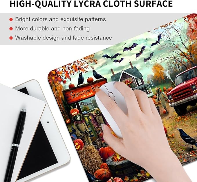 Halloween Pumpkin Lanterns Square Mouse pad, Texture, Waterproof, Anti Slip Rubber Base, Computer Mouse pad, Laptop Mouse pad
