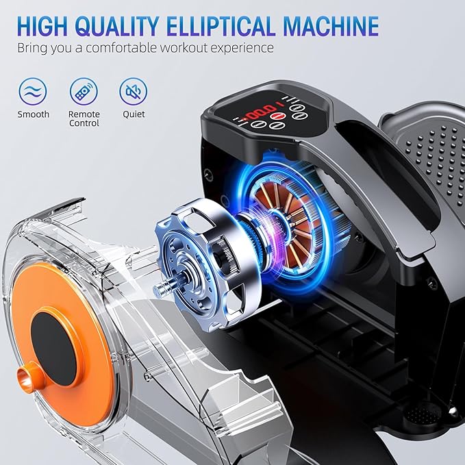 GUGTTR Under Desk Elliptical Machine, Electric Elliptical Leg Exerciser for Seniors Fully Assembled, Quiet & Portable Electric Seated Pedal Exerciser with Remote Control & 12 Adjustable Speeds