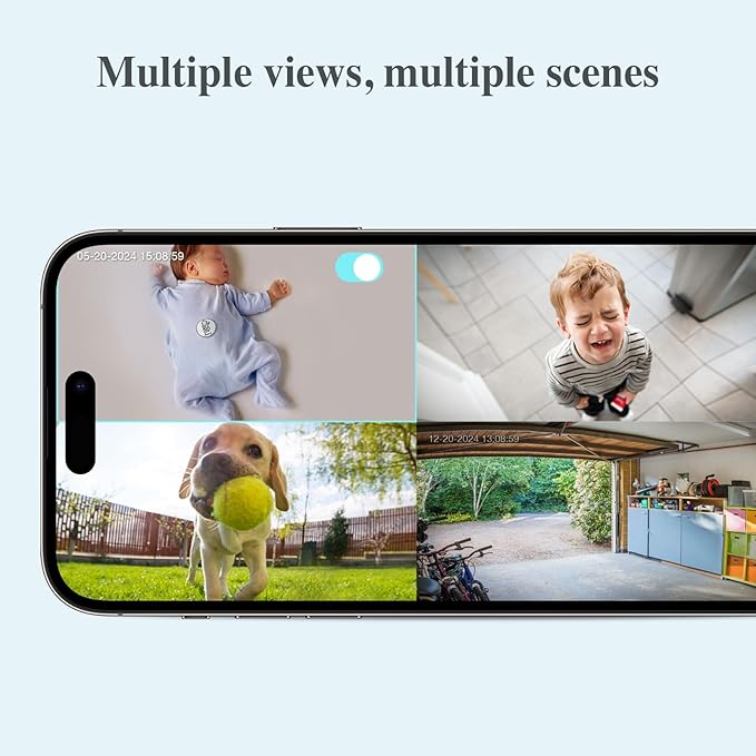 Sense-U Battery Baby Monitor Smart Security Camera, Indoor/Outdoor Use, AI Breathing Detection, 1080p Video Monitor, Weatherproof Wireless Camera, 2-Way Audio, No Monthly Fee