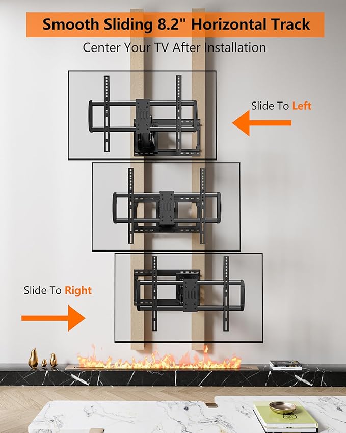 FORGING MOUNT Heavy Duty TV Wall Mount for 42-110" TVs up to 220lbs with 8.2" Sliding Moving for Screen Centering, Full Motion TV Mount Fit 24"-16" Studs with Swivel,Tilt&Level, Max VESA 800x600mm
