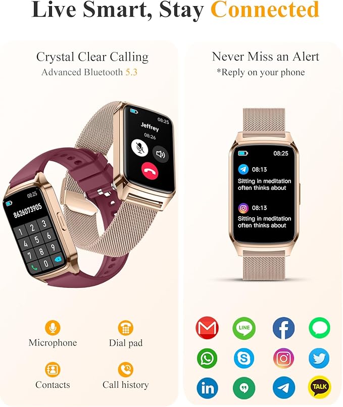 ChronArk Fitness Tracker Watch for Women Men, Step Counter Compatible with iPhone Android, IP68 Waterproof Activity Tracker with Sleep Monitor, 110+ Sports Pedometer (Minimalist, Duskgold, 1.57)