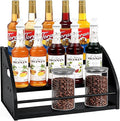 STAEVER Coffee Syrup Rack- Extra Large for 15 Syrup Bottles Holder- Rustic Countertop Display Shelf for Liquor Bottles, Coffee Bar, Kitchen Cabinet- Pantry Storage for Water Bottles, Spirits & Whiskey