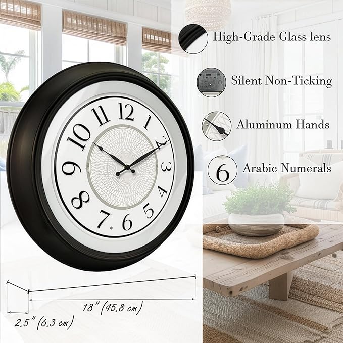 FOUNTAIN DESIGNS Galaxy 18 Inch Luminous Atomic Wall Clock with Night Light, Illuminated Wall Clock with Smart Sensor to Turn on/Off LED Light, Oil Rubbed Bronze Finish, Unique