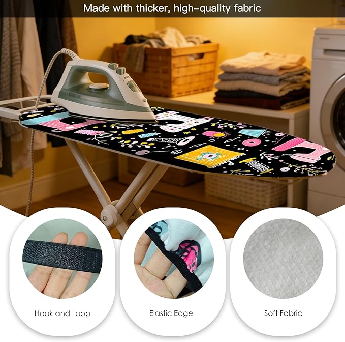 Nuxovilar Ironing Board Cover Needle Cotton 15x54 Inches | Ironing Board Cover and Pad Durable Needle Cotton for Home, Laundry Room, Bedroom Use