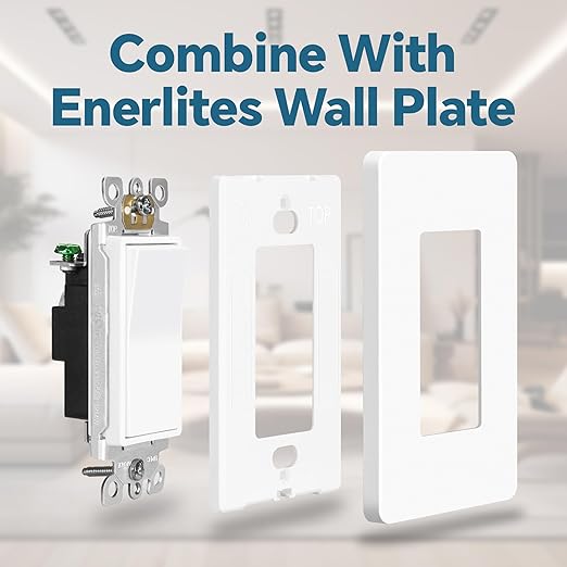 ThunderWay Matte White Single Pole Decorator Light Switch with Screwless Wall Plate, 15 A 120/277 V, ON/Off Rocker Paddle Interrupter, Self-Grounding, Residential Grade, UL Listed (20 Pack)