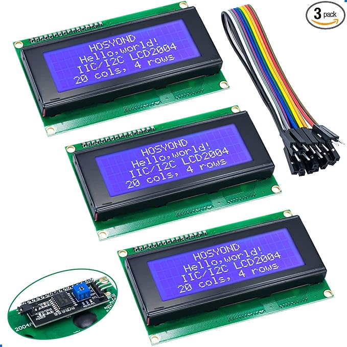 Hosyond 3pcs IIC I2C 2004 LCD Module 20x04 LCD Screen Module Display for Arduino Raspberry Pi