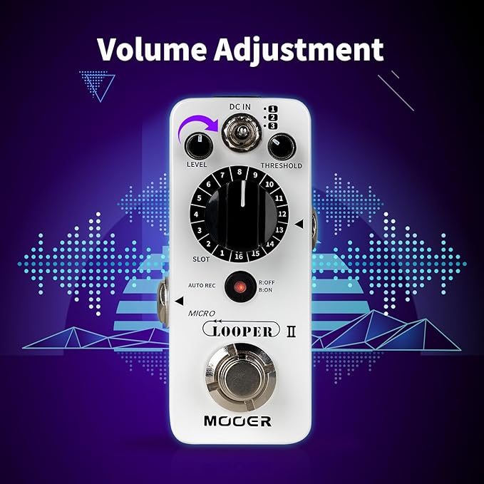 MOOER Micro Looper II Guitar Loop Pedal With 480 Minutes Recording, AUTO REC Function, 3 Saving Banks and 16 Slots Per Bank