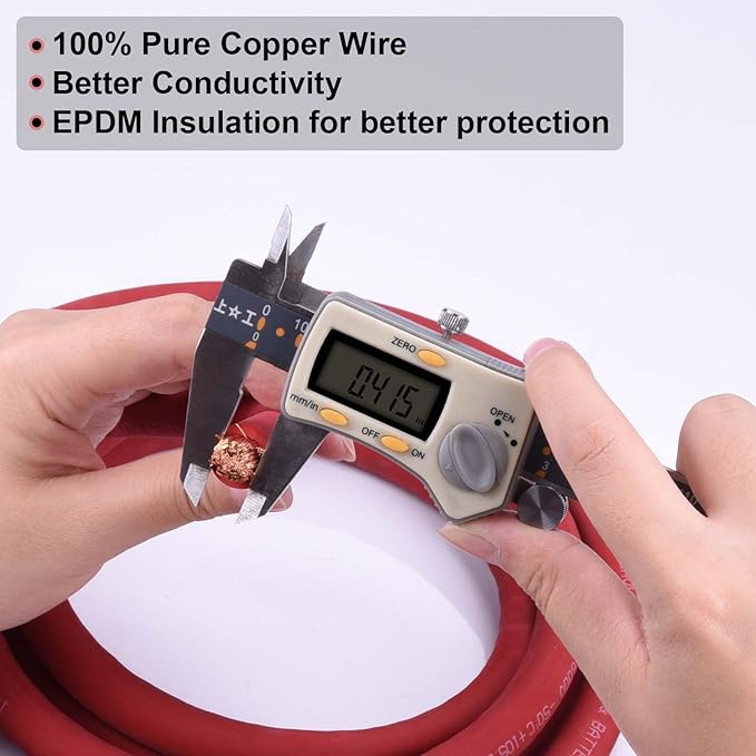 Shirbly 1/0 Gauge Battery Cable, 30FT Red 1/0 AWG Pure Copper Wire Welding Cable, for Automotive, Battery, Solar and Generator, Standard USA OFC Wire