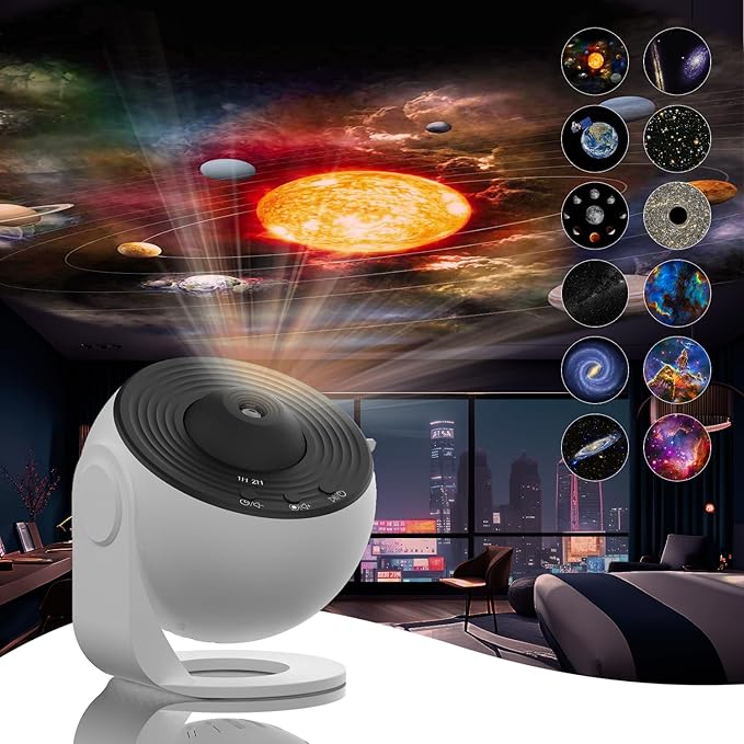 Star Projector, Galaxy Projector for Bedroom, Planetarium Projector Night Light with 13 Slide Discs & 360° Rotation, Space Projector for Kids Adults