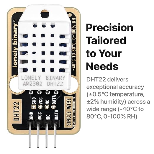 Lonely Binary 6pcs DHT22 DHT11 Gold Edition Digital Temperature Humidity Sensor Set AM2302 Weather Station Monitor for Arduino ESP32 S3 Raspberry Pi Project