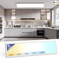 AIKVSXER 1x4 Led Flat Panel Light Surface Mount-4 Pack, 50W 5500Lm Dual Selectable 5CCT 3000K/4000K/5000K/5700K/6500K and Wattage 30-50W 0-10V Dimmable Ceiling Light Fixture for Kitchen/Laundry