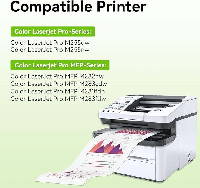 206X Toner Cartridges 4 Pack High Yield with Chip Compatible Replacement for HP 206 X 206A HP206X HP206A for Color LaserJet Pro MFP M283fdw M283cdw M283fdn M282nw M255dw M255nw M283 M282 M255 Printer