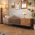 Pajiasen 70.87″ Mid Century Modern Walnut TV Stand with Grille Doors, Storage Cabinets,Entertainment Center for TVs Up to 80",Media Console for Living Room or Bedroom