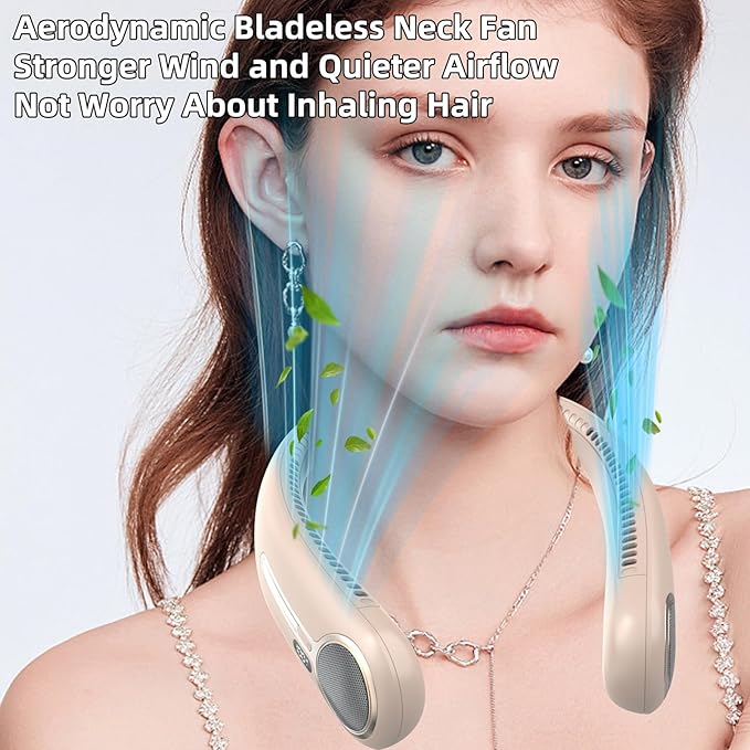 Portable Neck Fan,Hands Free Personal Wearable Bladeless Fan,6000mAh USB Rechargeable,360° Cooling,LED Display,4-Speeds,Birthday Gifts for Men Women Dad Mom,Valentines Day Gifts for Her Him (Brown)