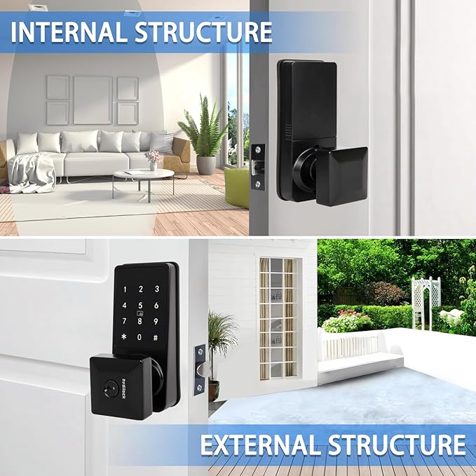 Smart Door Lock with Touchscreens,Door Locks for Front Door, Electronic Door Knob with/IC Card/Password/Key,Digital Door Lock with Keypad for Apartment.