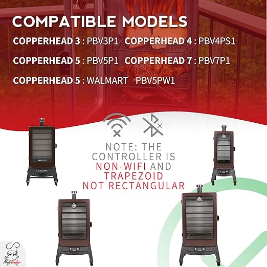 Meatender Digital Trapezoid Controller/Control Board Replacement for Pit Boss Vertical Pellet Smoker, Copperhead Series Series 3/4 / 5/7