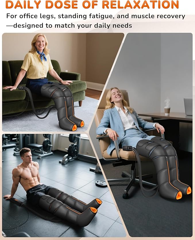 JZBRAIN Leg Massager with Heat and Compression : Foot and Calf Massager for Circulation and Pain Relief, Sequential Compression Boots with 6 Modes, 9 Intensity, 3 Heat - Gifts for Mom, Dad, Him, Her