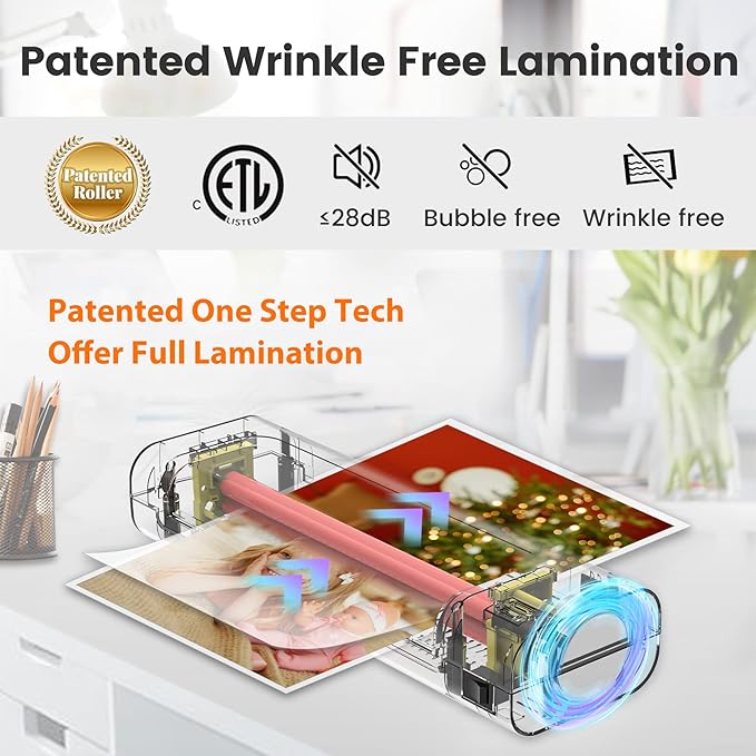 VidaTeco Laminator Machine 9-inch Thermal Laminator with Laminating Sheets 20 pcs,Laminating Machine with 2-Min Faster Preheat,Small Personal Lamination with Patented Roller for Teacher,Home