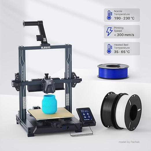 ELEGOO 250g PLA 3D Printer Filament Bundle 1.75mm, 8 Colors Dimensional Accuracy +/- 0.02mm, 8 Pack 250g Spool for Most FDM 3D Printer, Black/White/Red/Dark Blue/Gray/Yellow/Orange/Neon Green