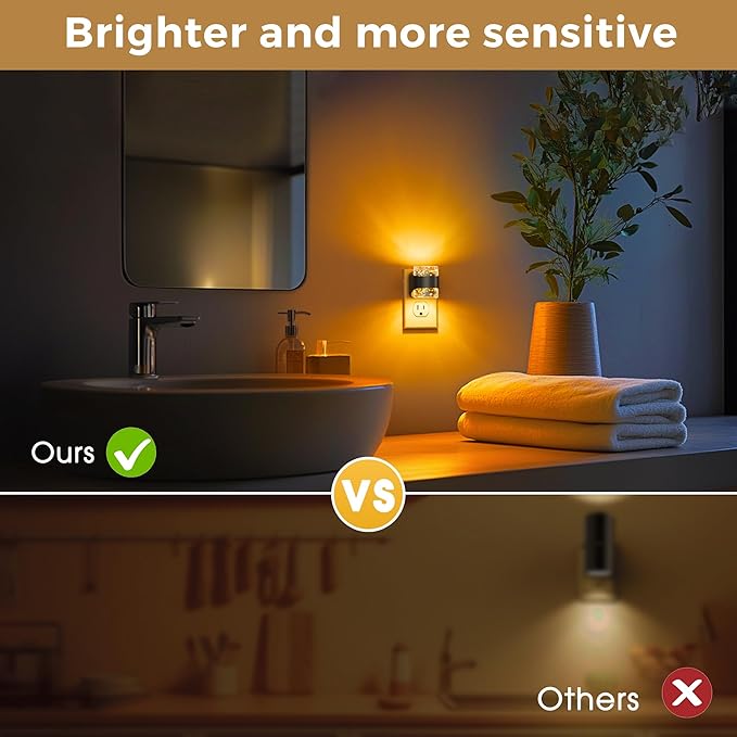 L LOHAS LED Night Light, Bubble Night Lights Plug into Wall, Acrylic Night Lights with Dusk-to-Dawn Sensor,Dimmable Amber Pulg in Nightlights for Rooms Bathroom Hallway