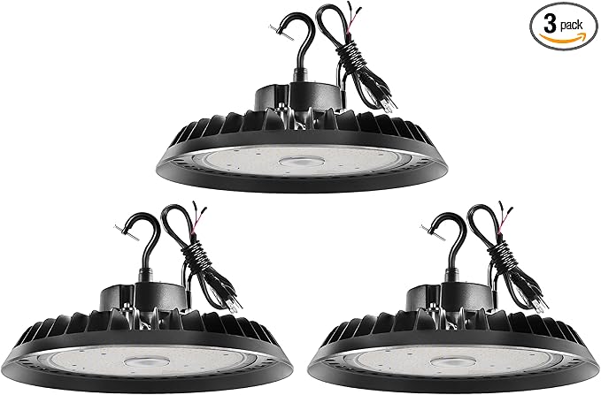 BFT UFO LED High Bay Light 200W 5000K High Bay LED Shop Lights 30000LM 1-10V Dimmable ETL Listed with US Plug led UFO high Bay for Warehouse Lights Commercial Bay Lighting 3PACK