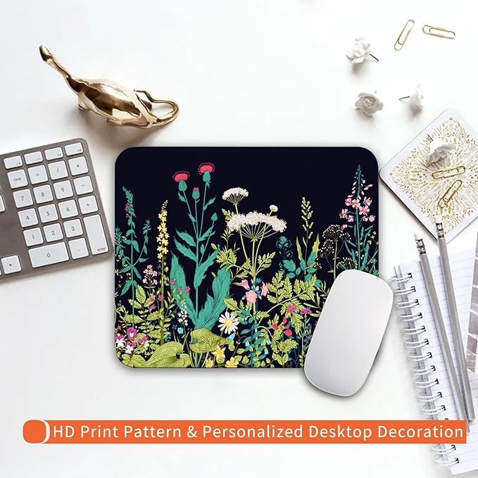 Armanza Square Mouse Pad Midnight Flowers,Personalized Premium-Textured Custom Mouse Mat Design,Washable Mousepad Cloth,Non-Slip Rubber Base Computer Mouse Pads for Wireless Mouse