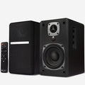 SINGING WOOD BT27 Active Powered Bluetooth Bookshelf Speakers for Studio Monitor TV Turntable Computer- 60 Watts RMS - Wood Grain Finish (Black)