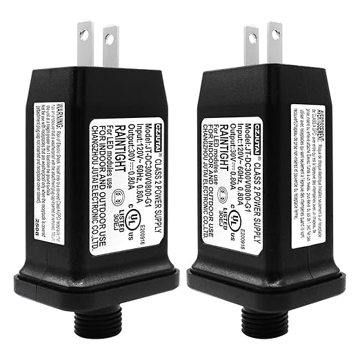30V 0.8A LED Controller with Extension Cord, Replacement Model JC-DC300V0800-G1 Class 2 Power Supply IP44 Low Voltage Transformer for Christmas Light