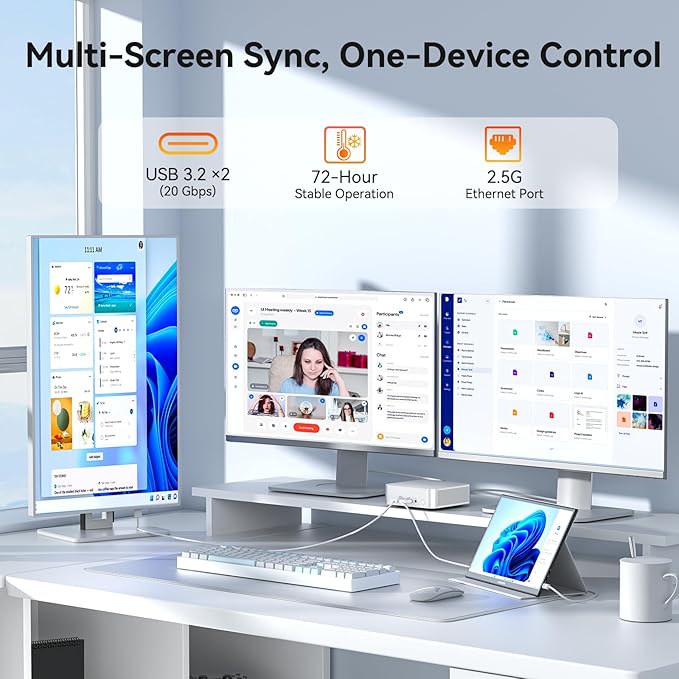 GEEKOM A5 Pro Mini PC (2026) with AMD Ryzen 5 7430U, 16GB DDR4 RAM(Upgradable to 96GB, Not LPDDR), 1TB NVMe SSD, Windows 11 Pro Desktop Computer Support 4 Displays/8K/Wi-Fi 6/6xUSB, 3-Year Coverage