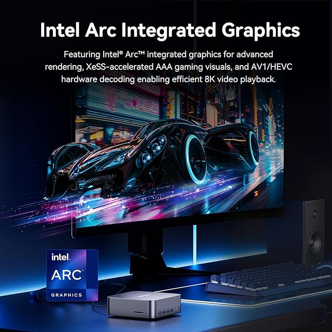 GEEKOM GT1 Mega AI Mini PC with 14th Gen Intel Ultra 9 185H, 16GB DDR5(Up to 96GB), 1TB NVMe SSD, Mini Desktop Computer Windows 11 Pro, Intel Arc GPU/Dual 2.5G LAN/WiFi 7/BT 5.4/USB4/3-Year Warranty