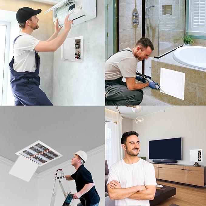 Morvat Access Panel 12x12 Inch for Drywall & Ceiling with Door, Heavy-Duty Durable ABS Plastic & Easy Install Access Box, Wall Hole Cover Plate for Plumbing & Electrical Cables & Wiring, White