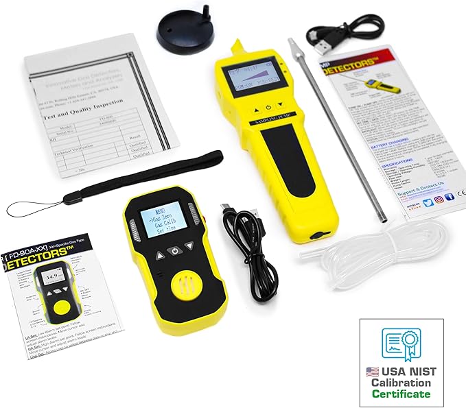 Carbon Monoxide Detector CO Analyzer + Pump by Forensics | USA NIST Calibration | Water, Dust & Explosion Proof | USB Recharge | 0-1000 ppm |