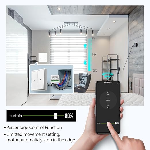 DieseRC WiFi Smart Roller Shutter Controller Module with 433Mhz RF Remote Control, Tuya APP WiFi Control Compatible with Alexa/Google Home APP Control and Manual Switch