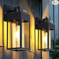 LWSOY Motion Sensor Outdoor Wall Lanterns 2 Packs, Upgrade Dusk to Dawn Exterior Light Fixture, 3 Lighting Modes, Waterproof Front Porch Lights for Garage Patio Garden House Entryway, Black.