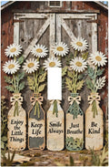 Bvtewkhz Rustic Daisy Barn Door Flowers 1 Gang Single Toggle Decorative Light Switch Covers Electrical Faceplate Switch Plates for Bathroom Kitchen Home