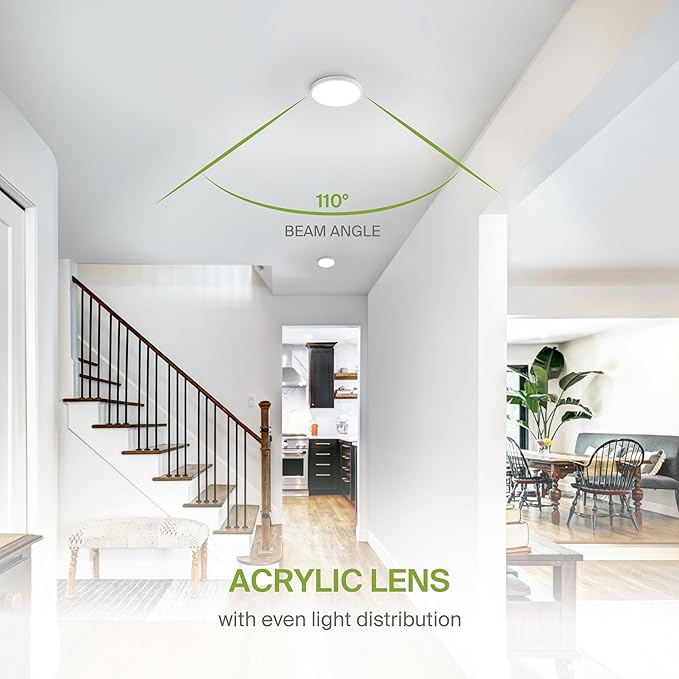 ASD LED 5" Round Flush Mount Ceiling Light Fixture, Low Profile Surface Lighting | 5CCT, Dimmable, Ultra-Thin, ETL Listed | 10W 700LM 2700-6000K 120V | Kitchen, Bedroom, Hallway Lamp | White, 12 Pack