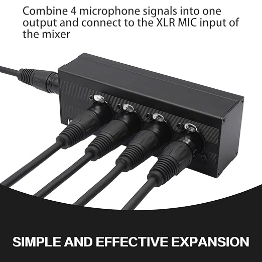 HUALEU 3Pin XLR 1 Male to 4 Female Splitter,4WAY XLR Four-Input and one-Output Parallel Connection Adapter,Four Microphone inputs Converted to one Output,4 in to 1 Out Aduio Splitter