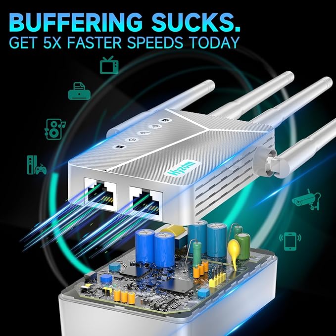 2026 WiFi Extender Signal Booster for Home & Outdoor - 5X Faster Internet Booster with Ethernet Port, Covers 13,000+ Sq.Ft House & Yard | Long Range Wireless Repeater Amplifier, Works with Any Router